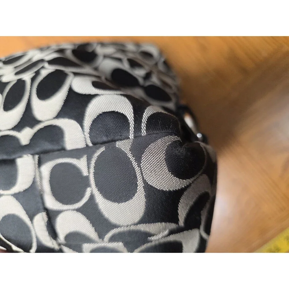 Coach 15510 Ashley Gathered Carryall Satchel Black White Signature EUC